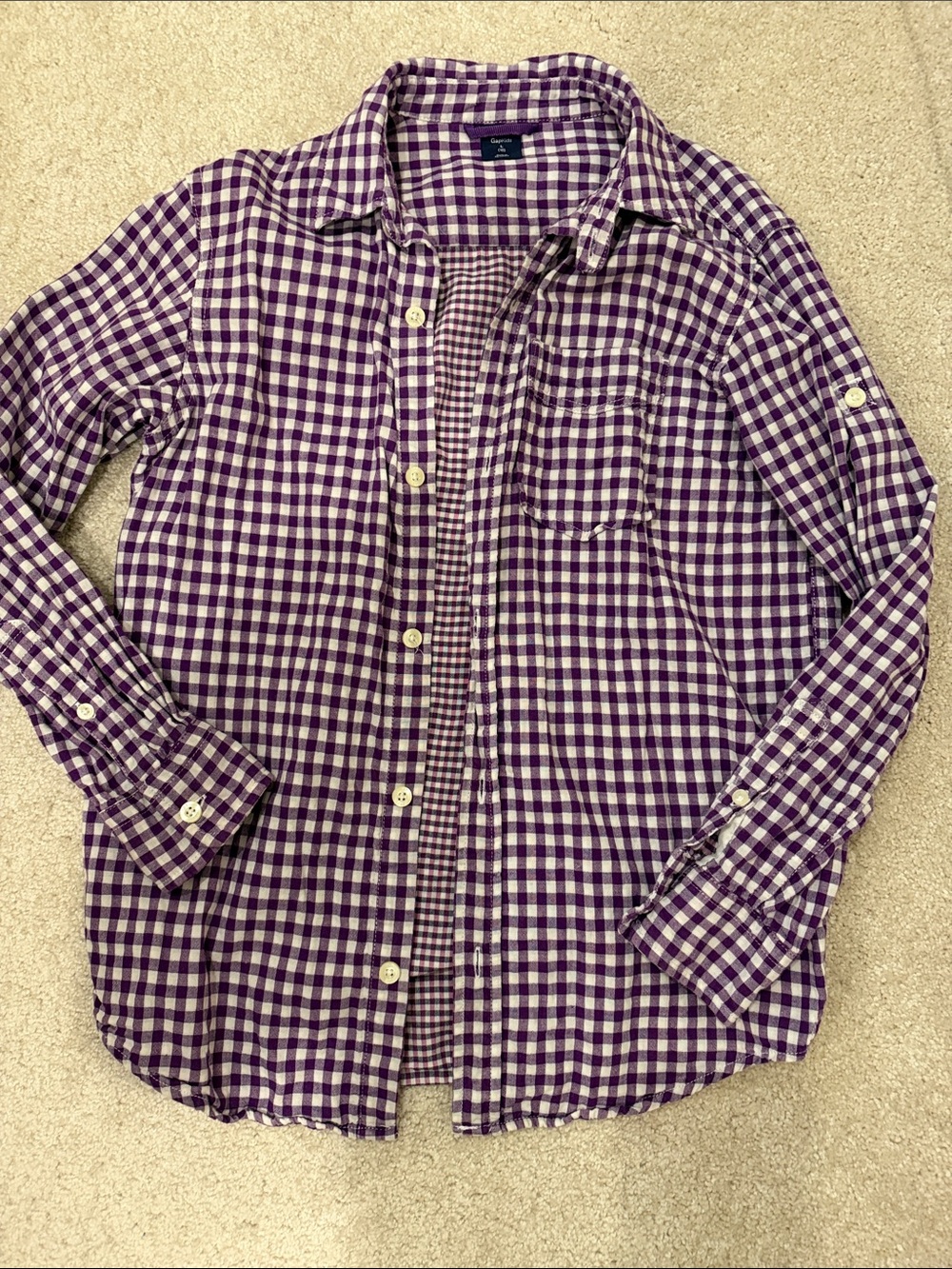 GAP Purple and White Gingham Button-Down Shirt for Kids (sz 10)
